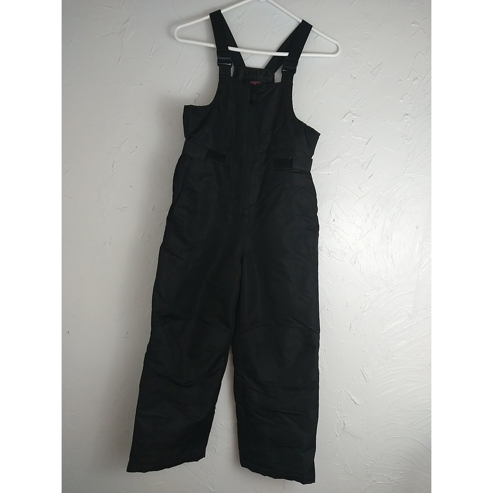 Swiss Techβ Youth Snow Overalls Pants M(8) Black Zipper Straps Pockets Warm